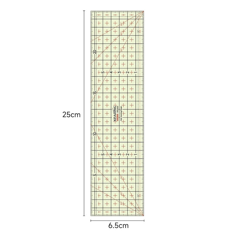 KEARING HR2565, Hot Hem Ruler for Sewing, 6.5 x 25 CM, Metric, Patented Heat Resistant Non-Slip Hot Ironing Ruler for Measure, Mark, Fold, Press with Dry or Steam Iron - Image 2